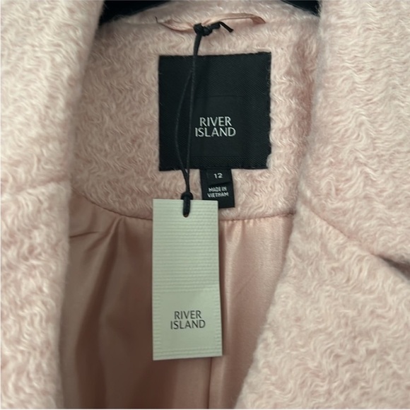 River Island Pink Long Wool-Blend Coat - Picture 7 of 9